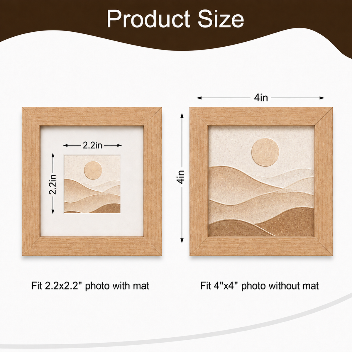 4 x 4" Square MDF Mini Picture Frame: White / 4x4" (10x10cm) — with a mat