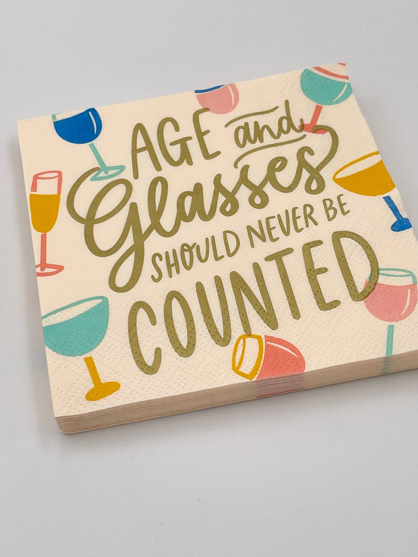 Funny Cocktail Napkins | Age and Glasses of Wine - 20ct