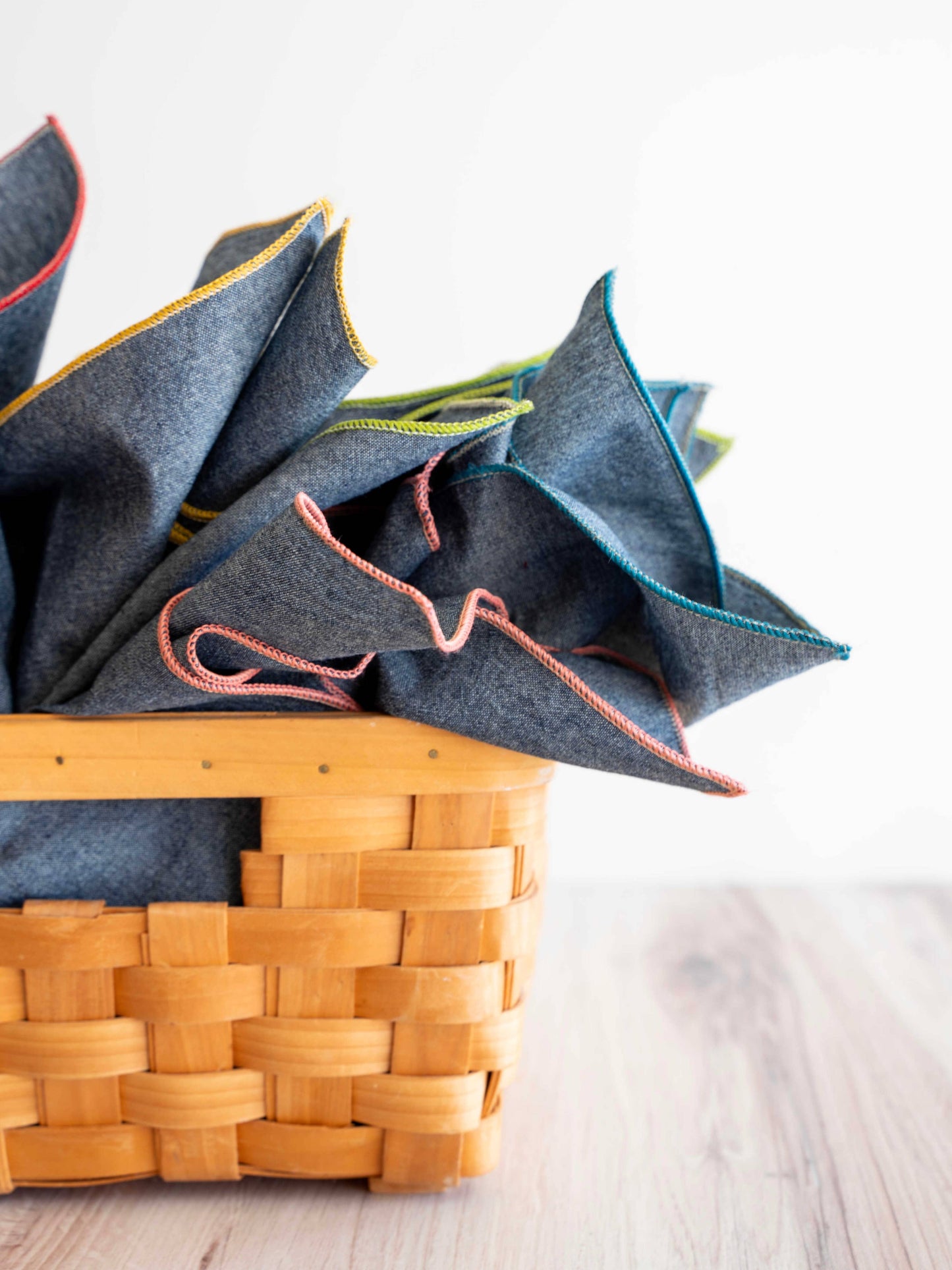 Denim Chambray Cocktail Napkins, set of 8