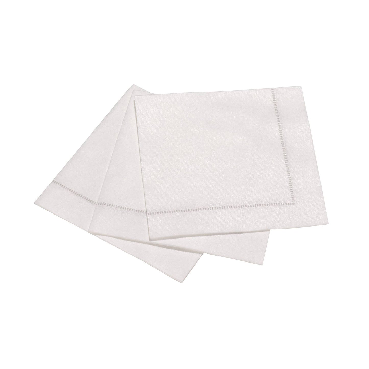 25ct Hemstitch Napkins | Dinner, Cocktail & Guest Size: Silver Grey / Guest Towel (33x40cm)