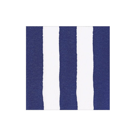 Cafe Stripe Navy Paper Linen Cocktail Napkin - Pack of 15
