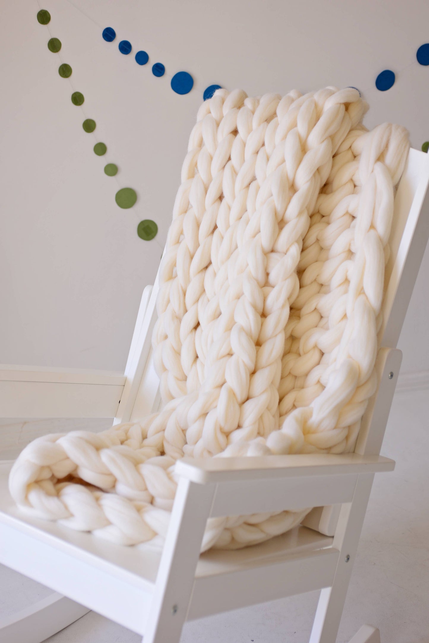 Chunky Knit Blanket 100% Merino Wool Arm Knit Blanket: Beige / 30x50 inches