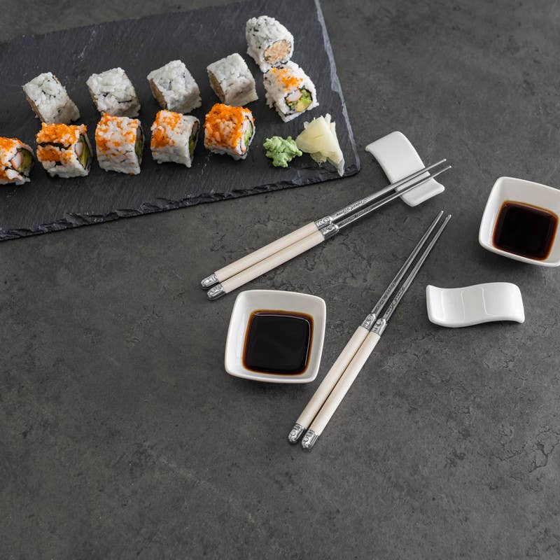 French Home Chopsticks and Rests with Sauce Bowls - Thumbnail 4