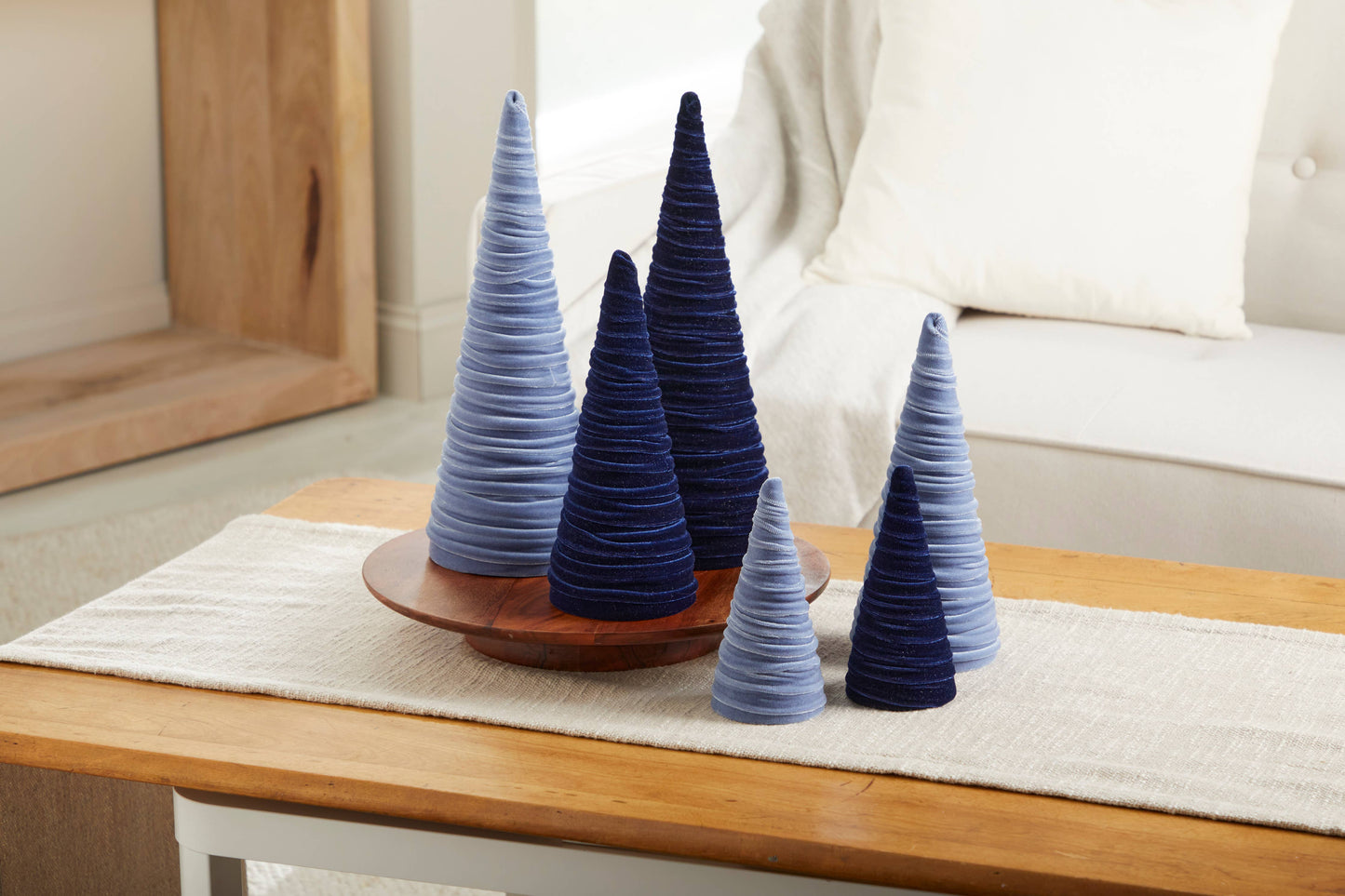 Cones Velvet Set of 3 Tablescape Mantel Best 25 Colors: Green