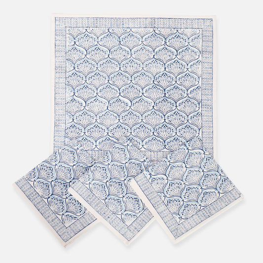 Blue Lotus Block Print Napkin Set