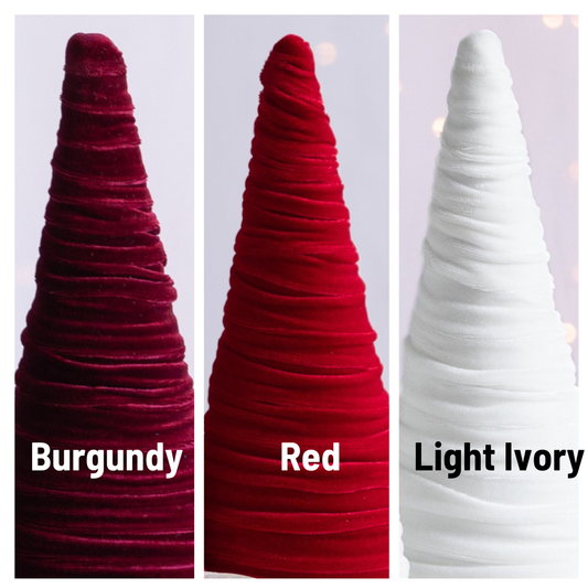 Cones Velvet Set of 3 Tablescape Mantel Best 25 Colors: Red