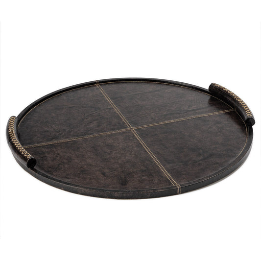 Forte Leather Tray Round Large  ( Black)