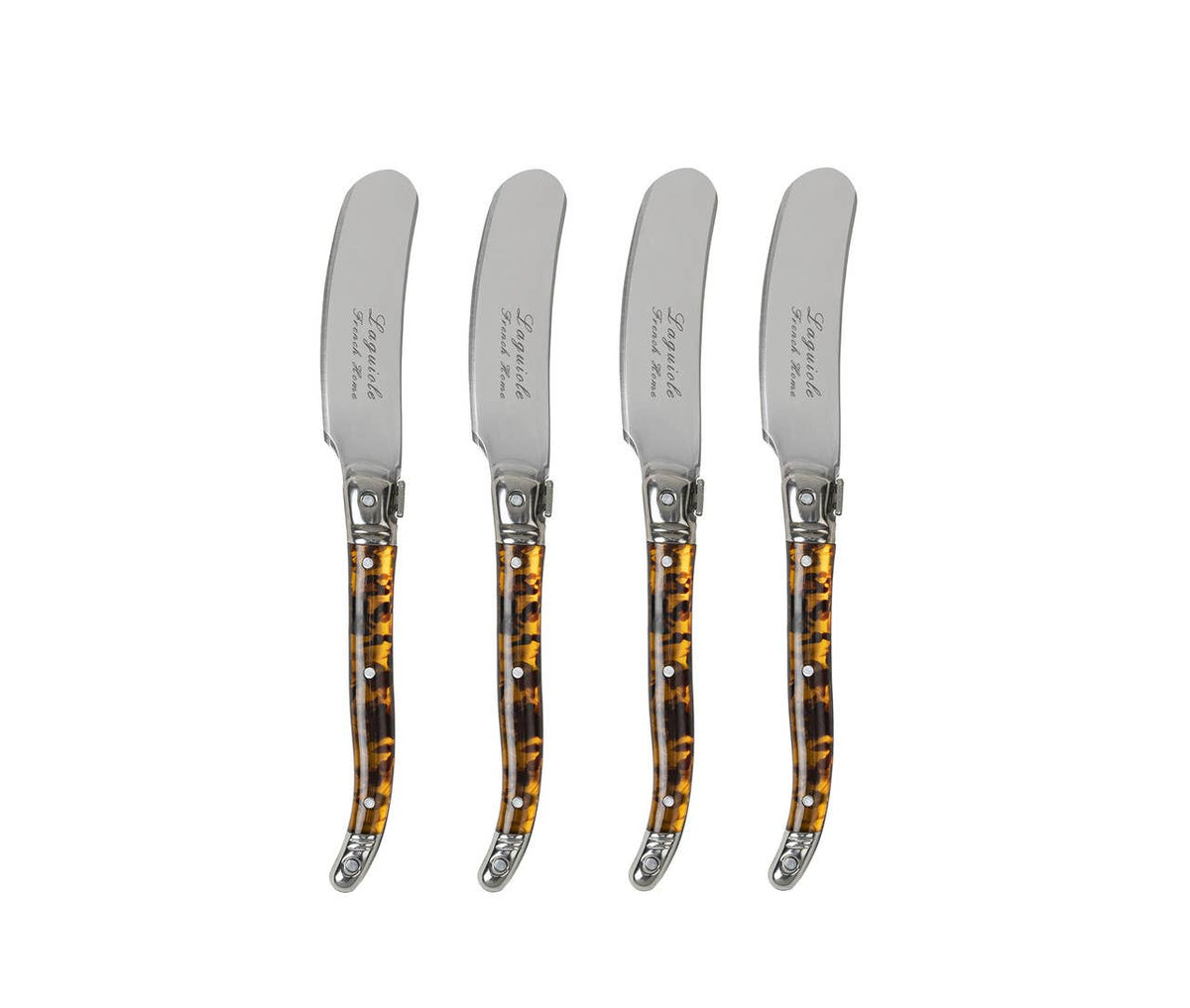 French Home Laguiole 4-Piece Tortoise Shell Spreader Set: Tortoise Shell / Stainless-Steel and Resin