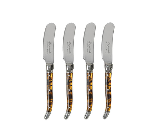 French Home Laguiole 4-Piece Tortoise Shell Spreader Set: Tortoise Shell / Stainless-Steel and Resin
