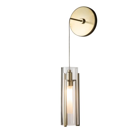 Exos Glass Mini Sconce, Soft Gold/Clear