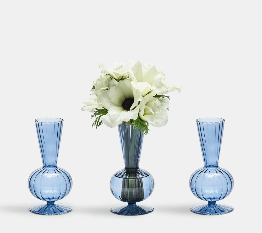 Tess Bud Vase in Cadet, Set of 3 in a Box