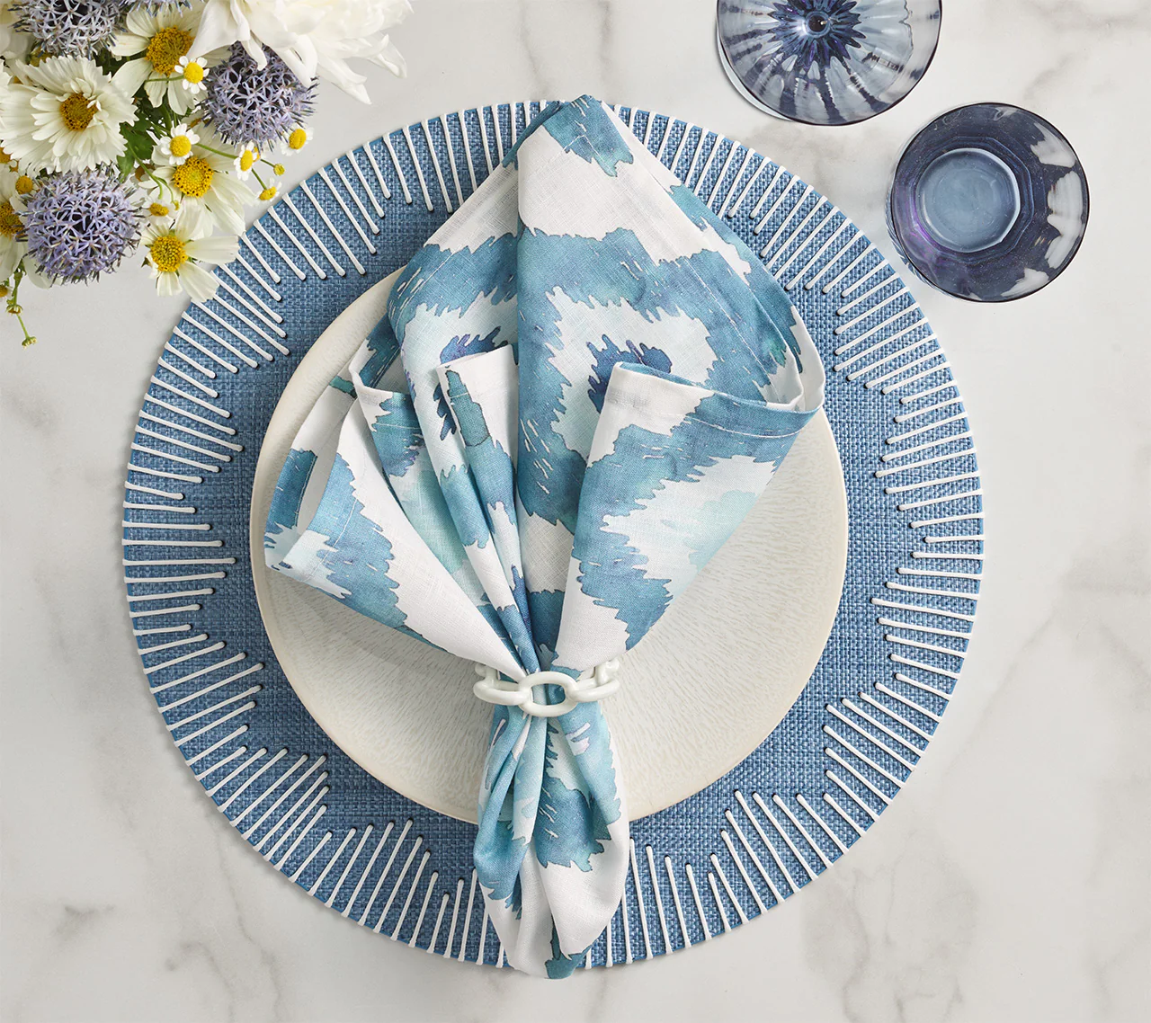 Dream Weaver Placemat/Blue White, Set of 4