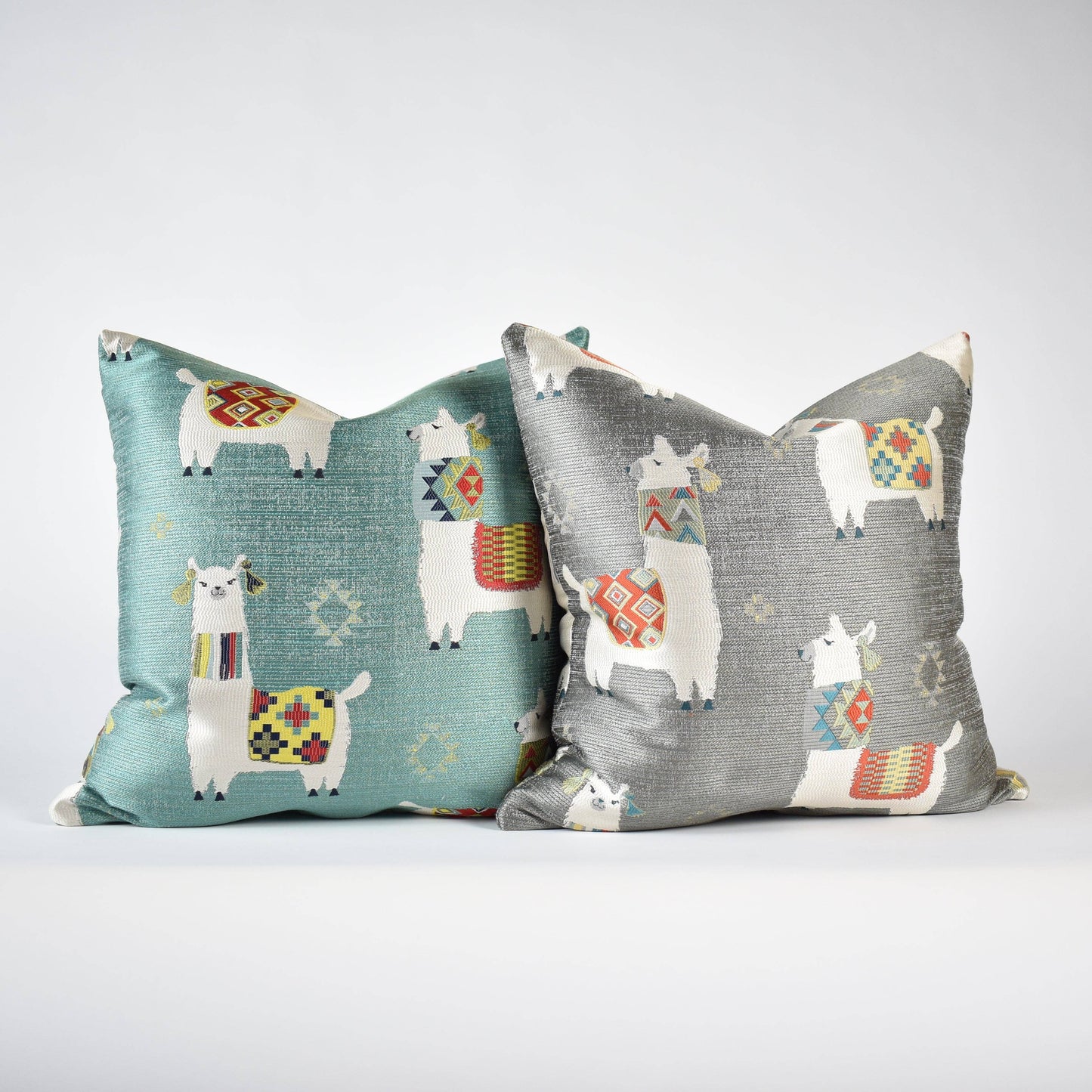 Llama Drama Throw Pillow: Slate / 20" x 20"