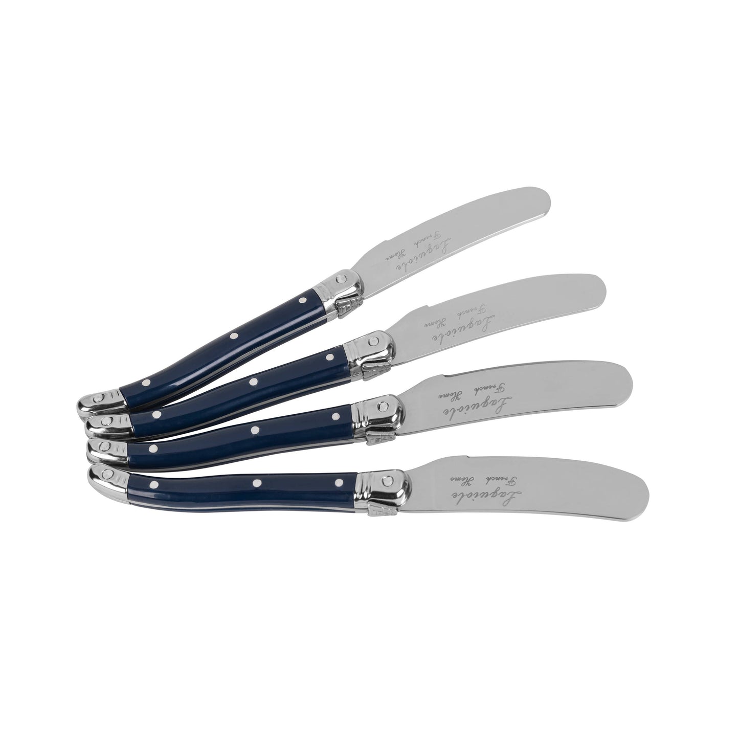 French Home Laguiole 4-Piece Spreader Set with Navy Handles