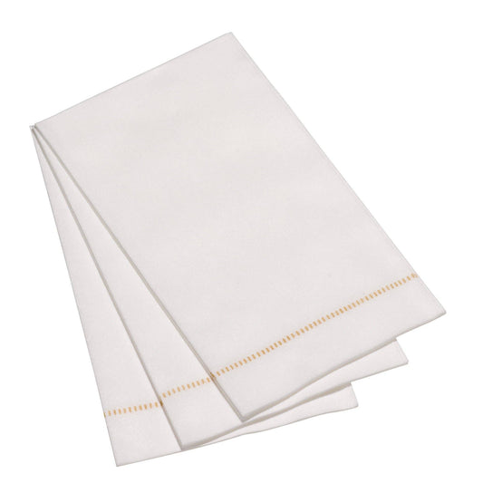 25ct Hemstitch Napkins | Dinner, Cocktail & Guest Size: Gold / Guest Towel (33x40cm)