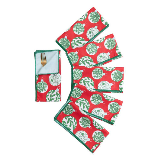 Scandi Ornaments Blue Dinner Napkin