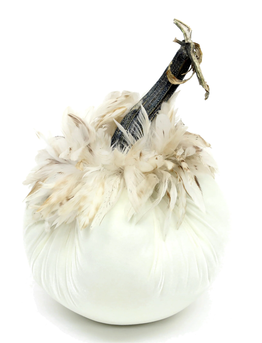 10" Pumpkin with Feather Collar