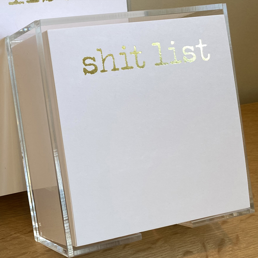 Small Square Gold Foil Shit List Notepad