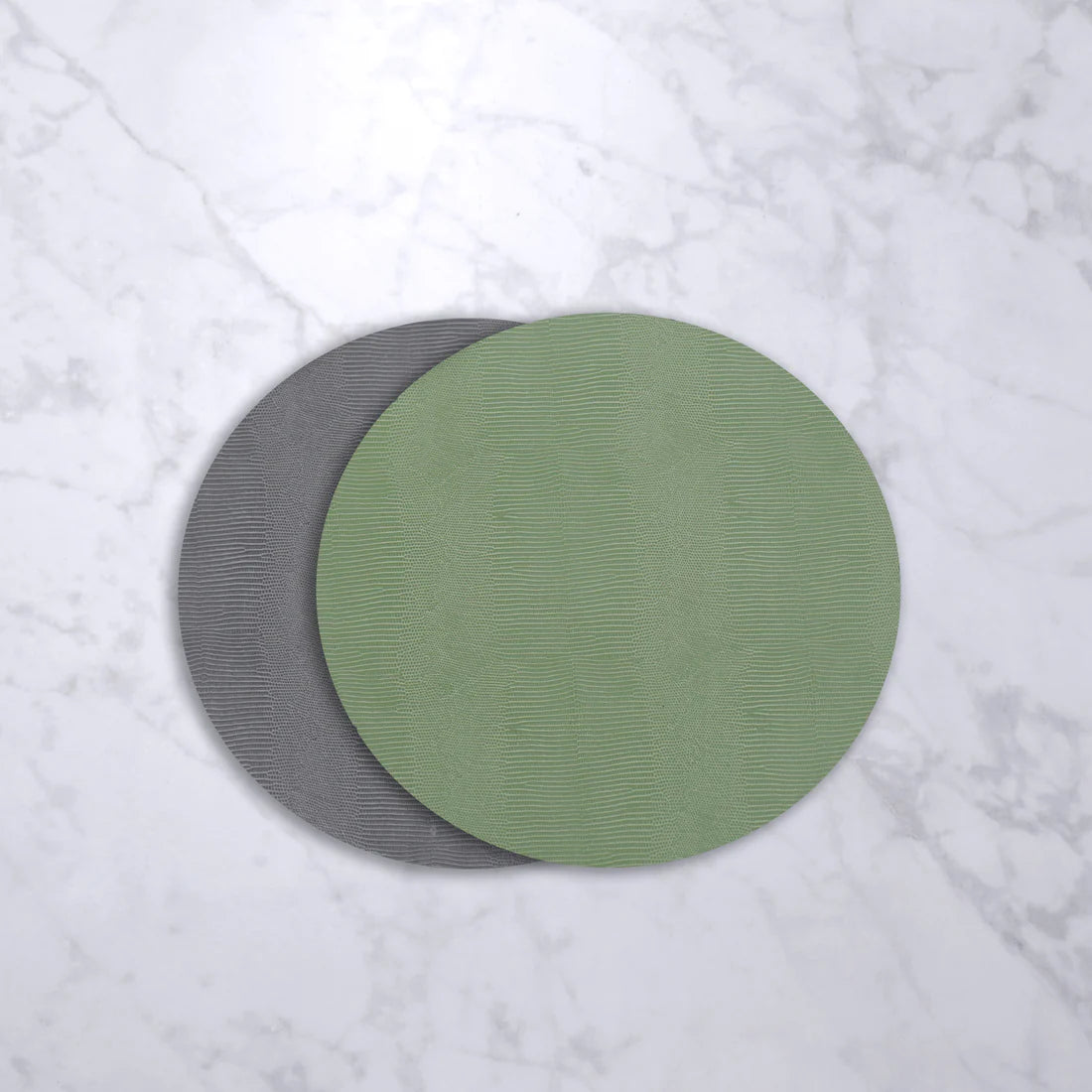 VIDA Snakeskin Reversible Placemats, Green/Gray Set of 4