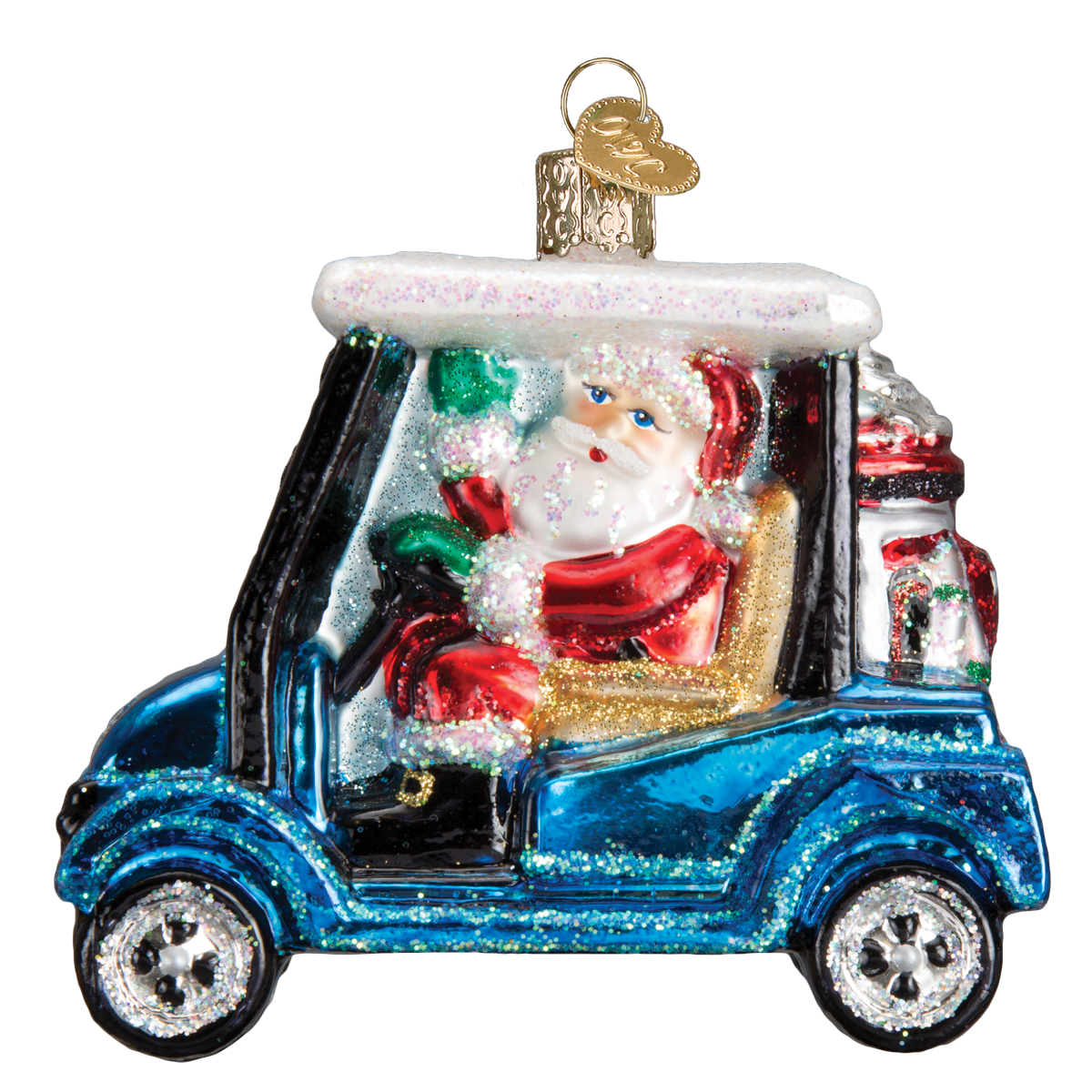Golf Cart Santa Ornament