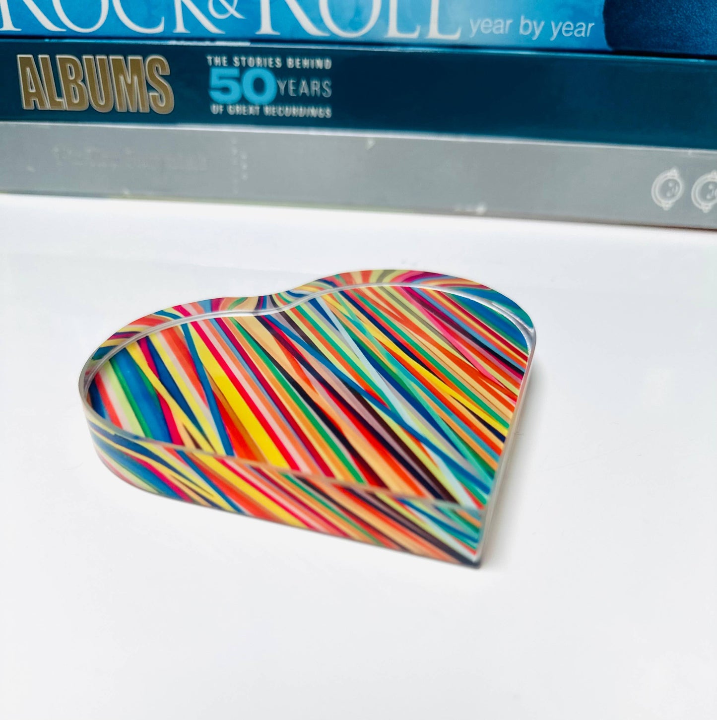 Colorful Abstract Crystal Heart Paperweight