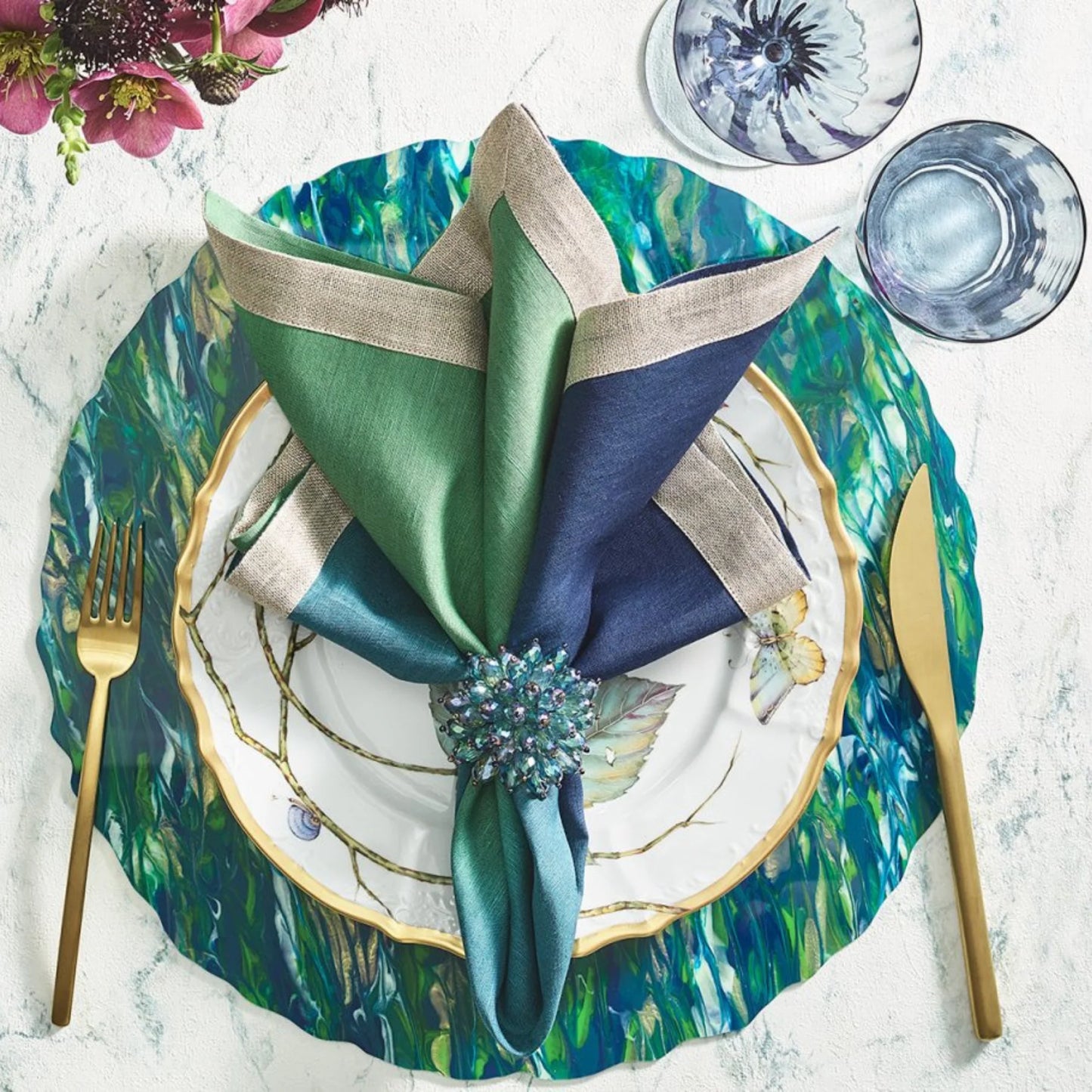 Dip Dye Navy Napkins, Set of 4