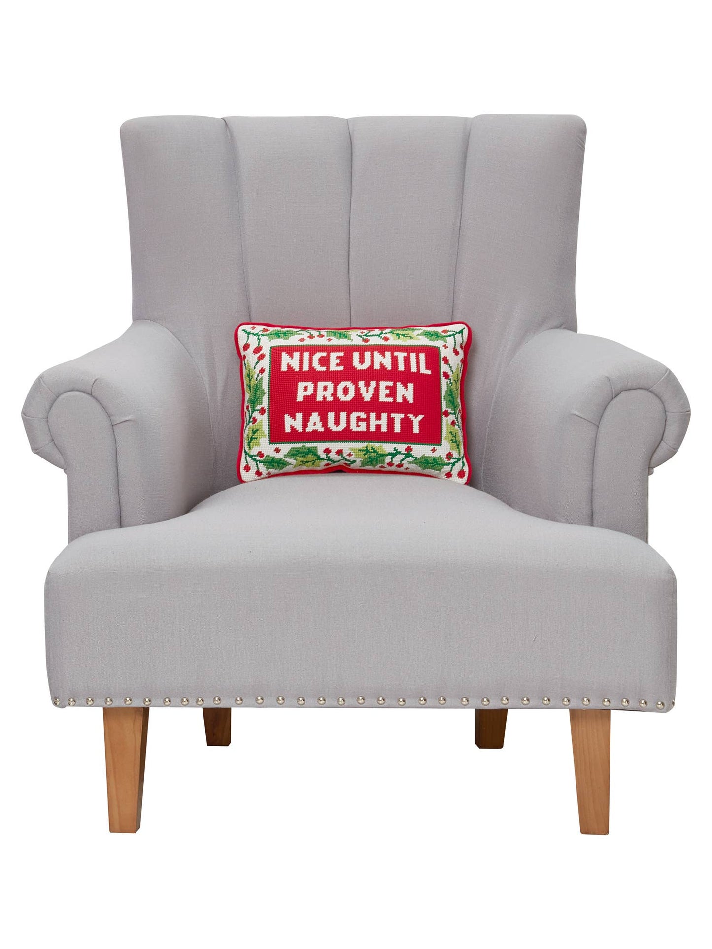 Until Proven Naughty Embroidered Pillow