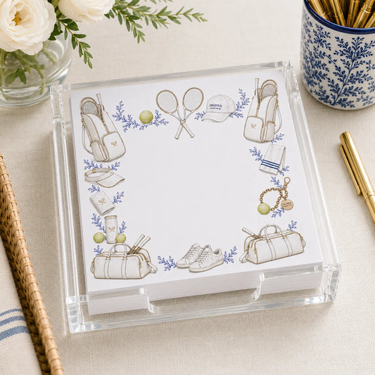 Notepaper in Acrylic Holder, Proper Tennis
