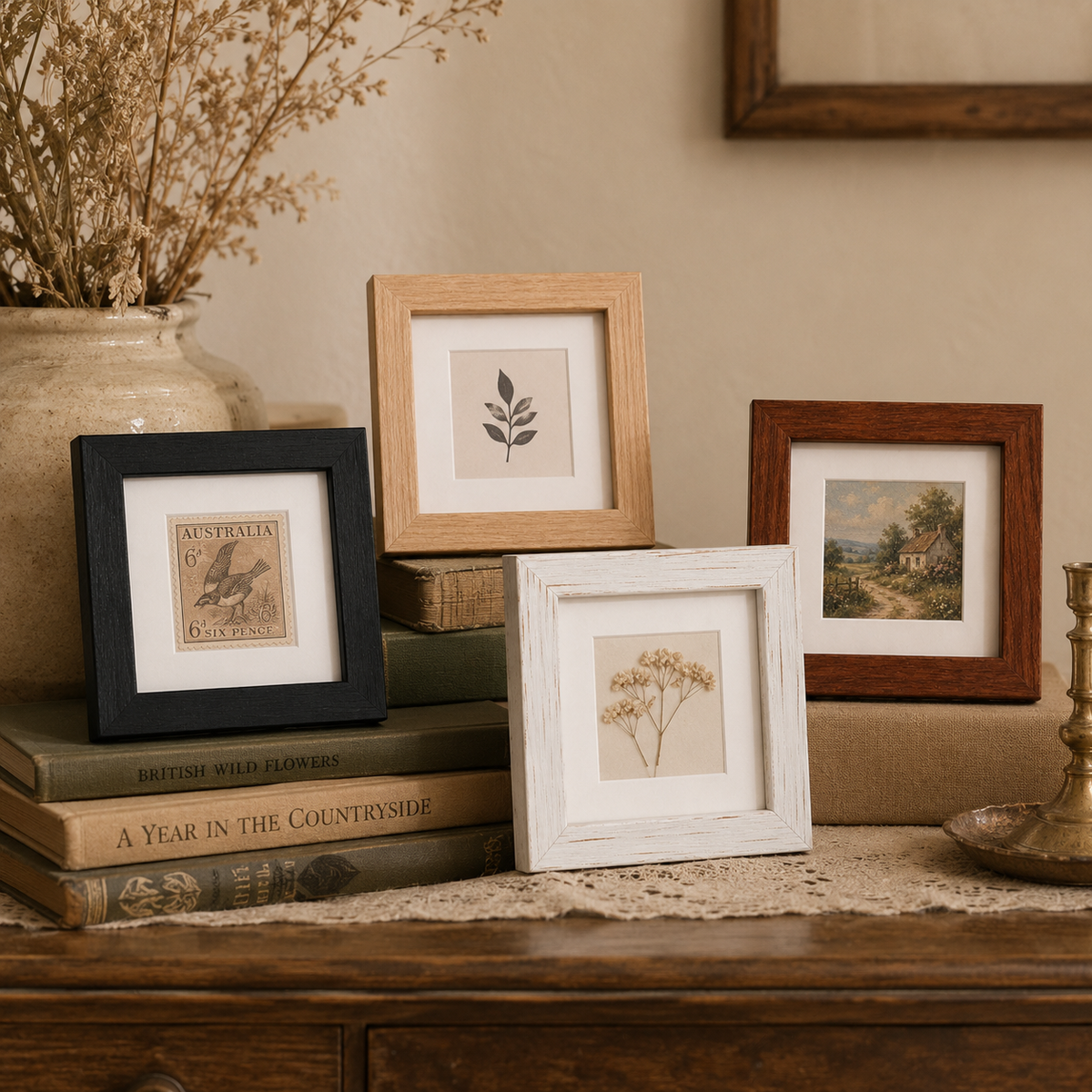 4 x 4" Square MDF Mini Picture Frame: White / 4x4" (10x10cm) — with a mat