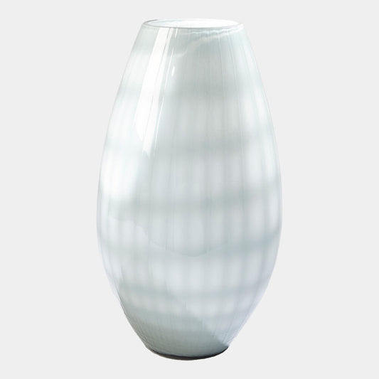 Otis Cased Glass Vase-Grid-Blue, Large