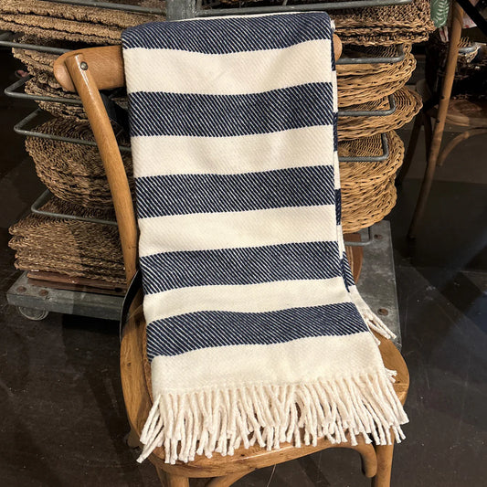 Candy Stripe Navy Blanket / 10580