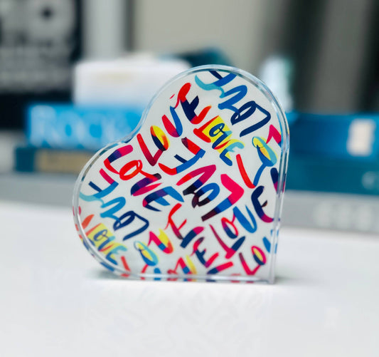 Love Collage I Crystal Heart Paperweight