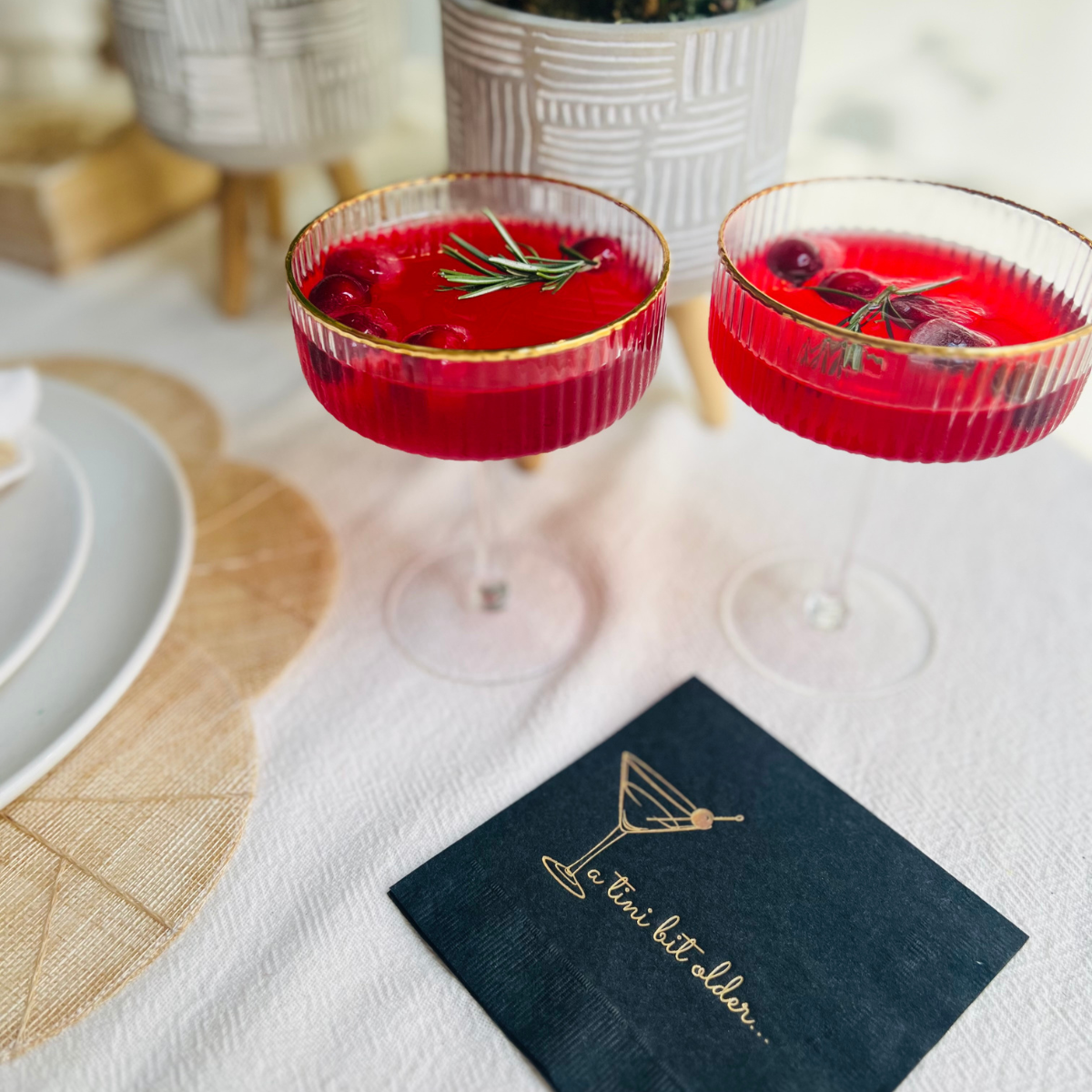 A Tini Bit Older Birthday Black Cocktail Paper Beverage Napkin