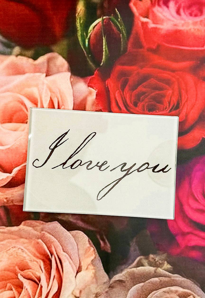 I Love You Script Decoupage Glass Tray:  3.5"X 5.5"