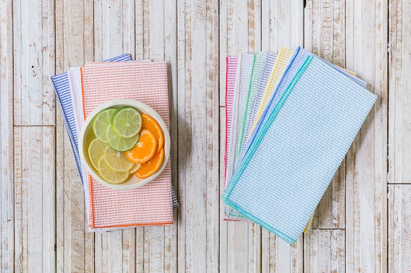 Seersucker Cocktail Cloth Napkins, Set of 8