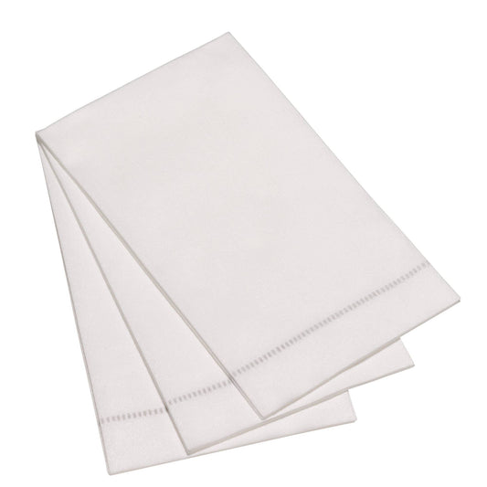 25ct Hemstitch Napkins | Dinner, Cocktail & Guest Size: Silver Grey / Guest Towel (33x40cm)