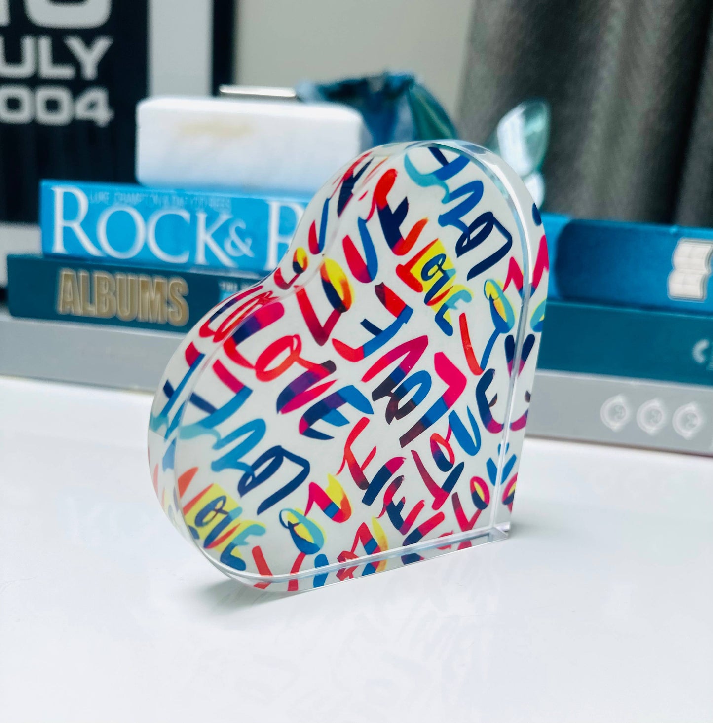 Love Collage I Crystal Heart Paperweight