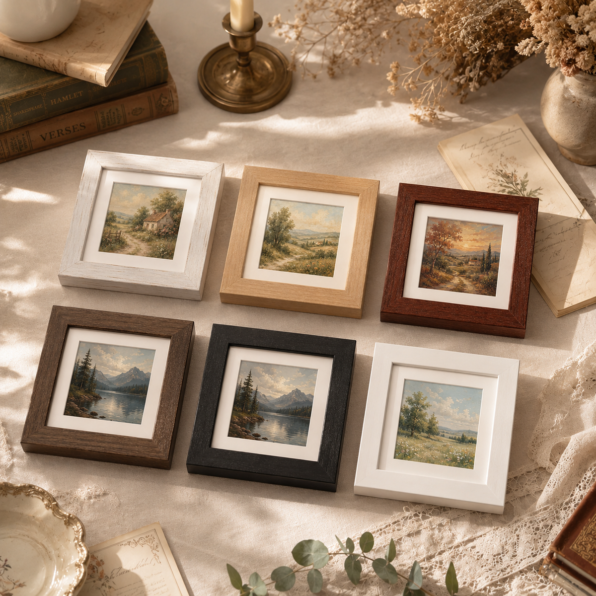 4 x 4" Square MDF Mini Picture Frame: Black / 4x4" (10x10cm) — with a mat