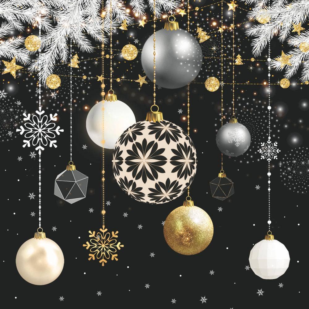 BEV- CHRISTMAS BAUBLES, BLACK BY AMBIENTE