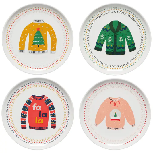 Ugly Sweater Appetizer Plates / Set of 4