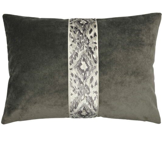 Amos Mink Velvet Animal Printed Lumbar Pillow: Mink / 14x20"