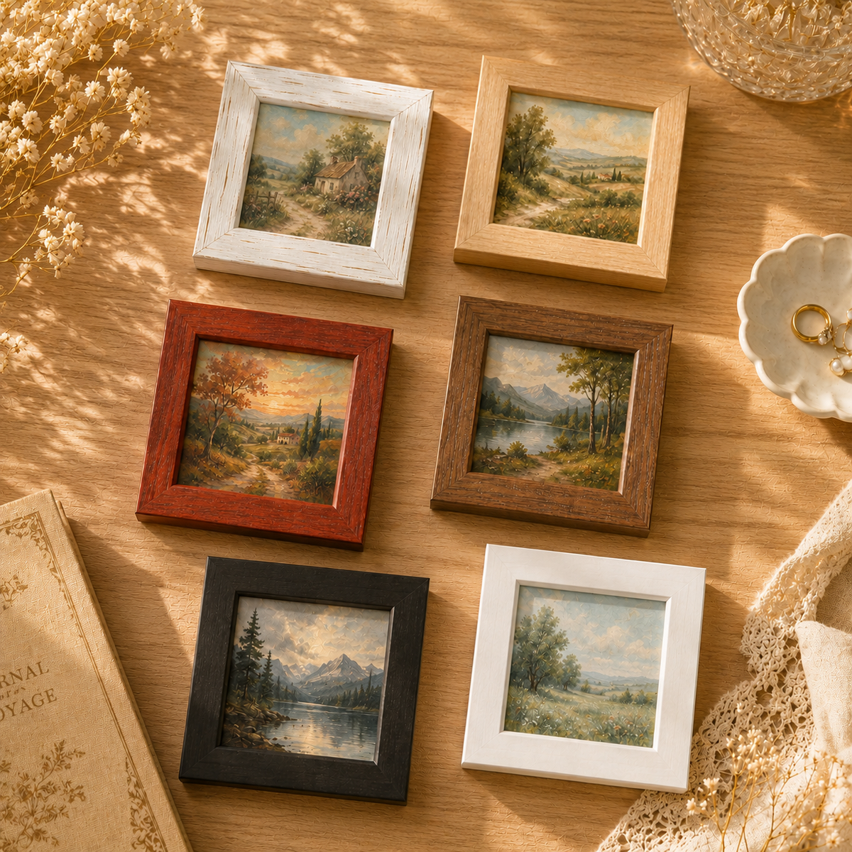 4 x 4" Square MDF Mini Picture Frame: Black / 4x4" (10x10cm) — with a mat