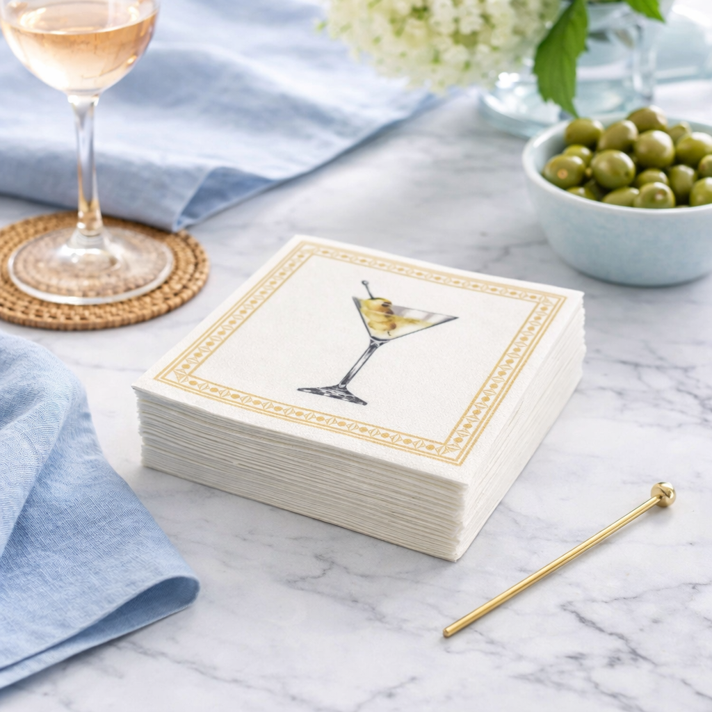 Linen-Feel Cocktail Napkins, Martini