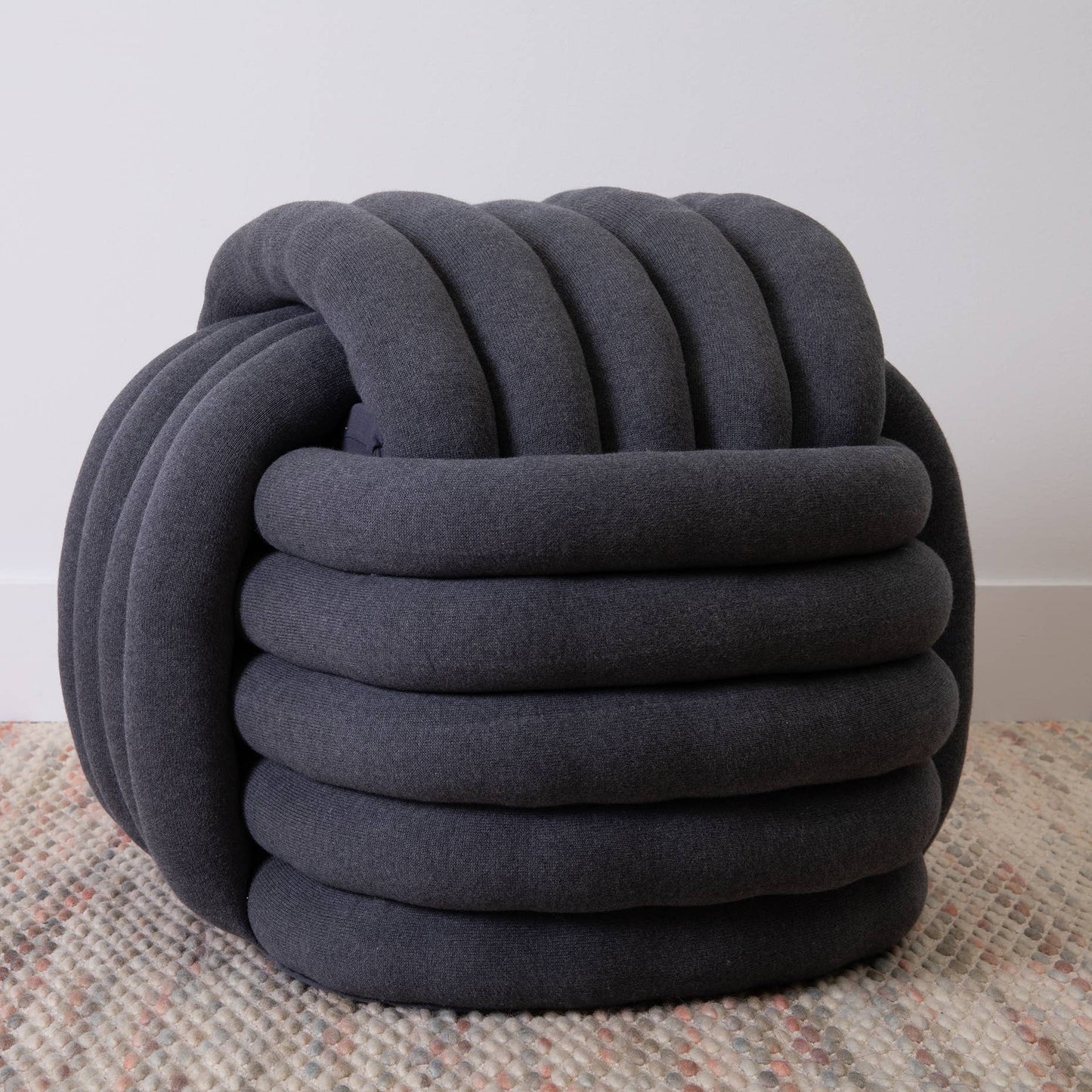 Knotted Pouf Large - Dk Grey Mel