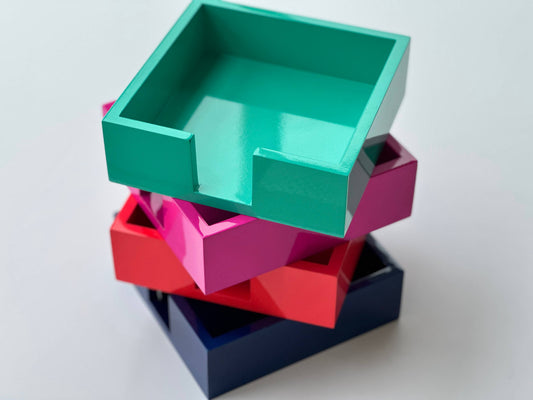 Small Square Bright Lacquer Tray: Navy