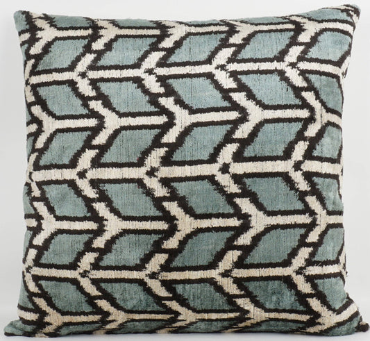 Handmade Ikat Silk Velvet Pillow 20"x20"