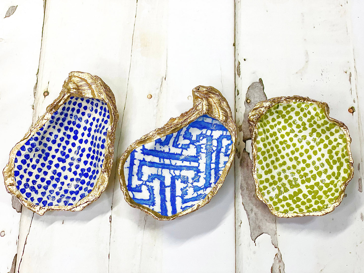 Green Dots Oyster Trinket Dish