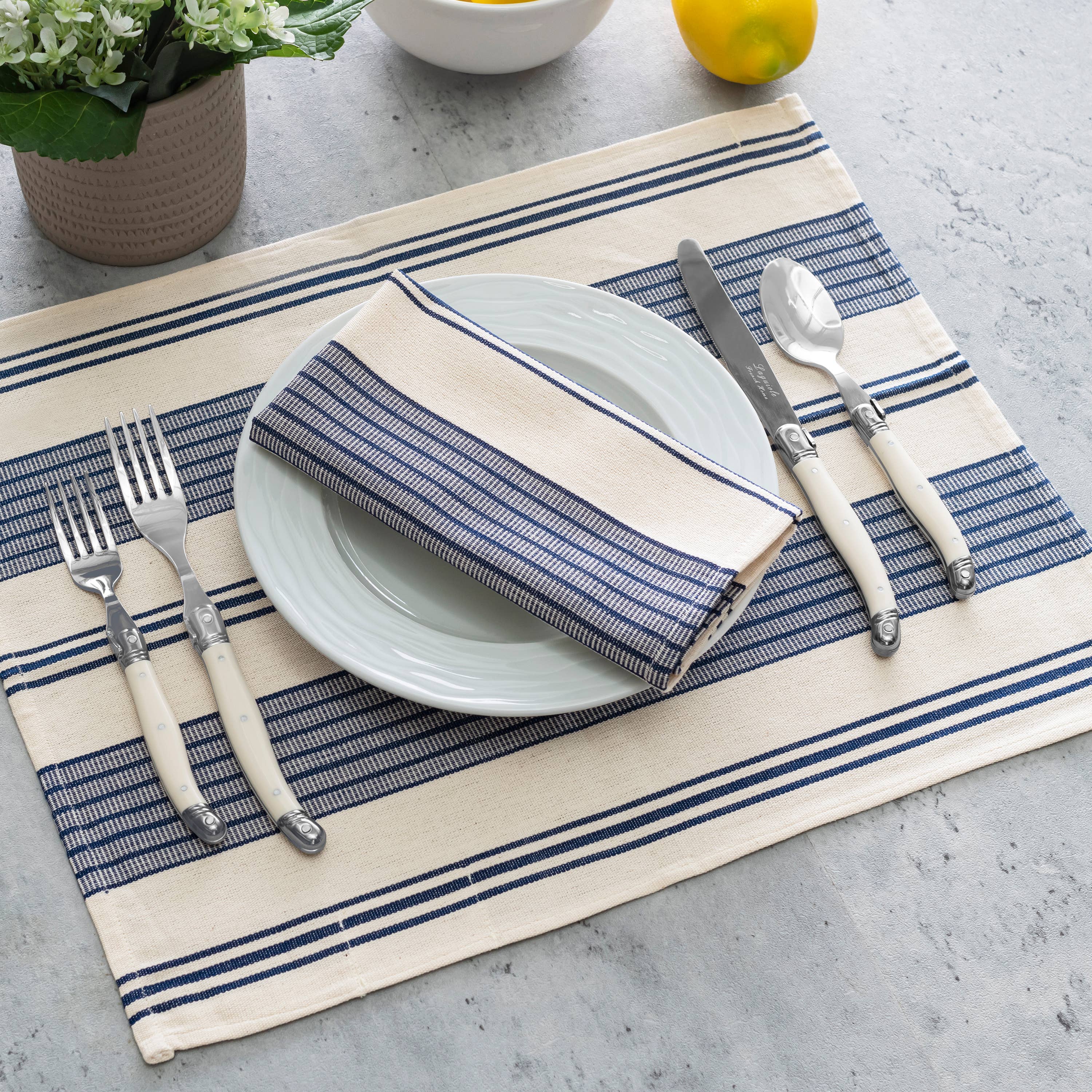 Black & Cream Striped Napkins - Thumbnail 5