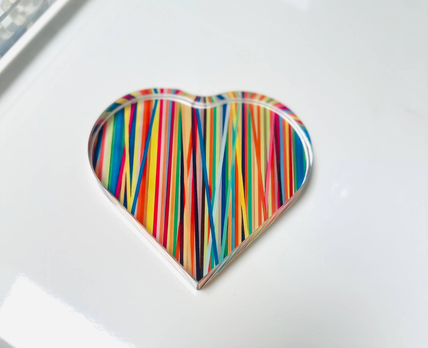 Colorful Abstract Crystal Heart Paperweight