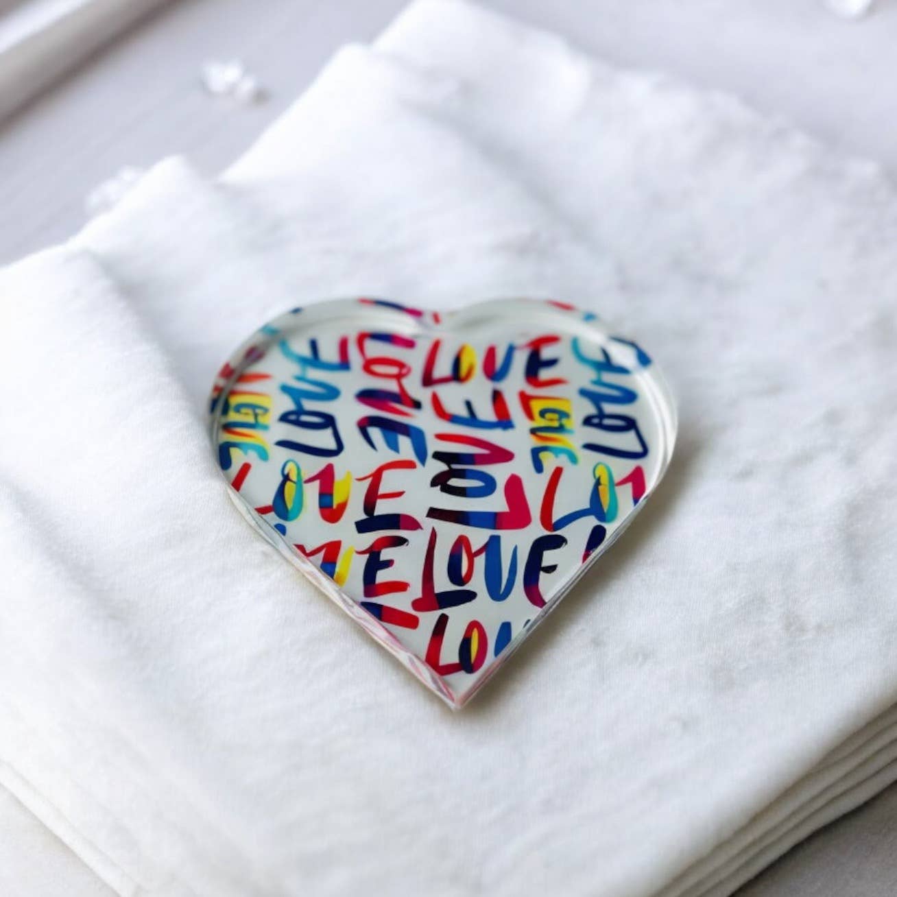 Love Collage I Crystal Heart Paperweight - Thumbnail 2